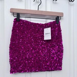 Hot Pink Sequin Mini Skirt | Forever 21 XS & S NWT